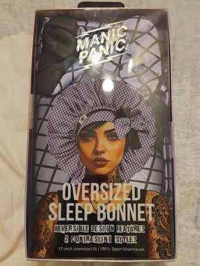 NWT Manic Panic Oversized Reversible Satin Sleep Bonnet 17” Hair Protection